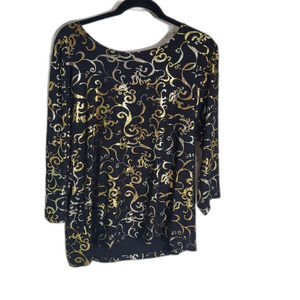 JM Collection Back and Gold Tunic - Size XL